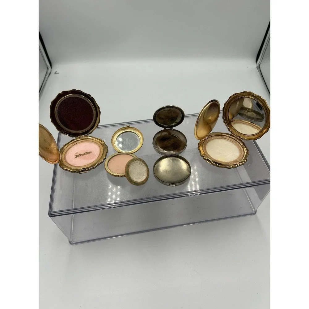 Bundle 4 Vintage Stratton & Deauville England Gold Silver Powder Compact